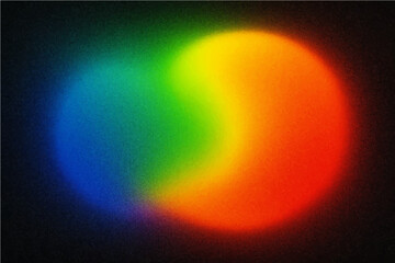 Abstract colorful light streaks create a bright rainbow glow with fiery energy and a shiny star pattern in dark space.