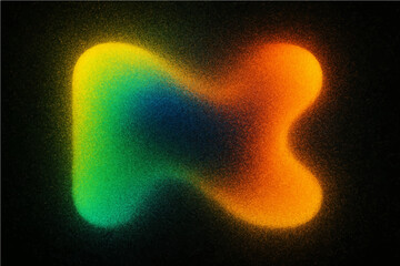 Abstract colorful light streaks create a bright rainbow glow with fiery energy and a shiny star pattern in dark space.