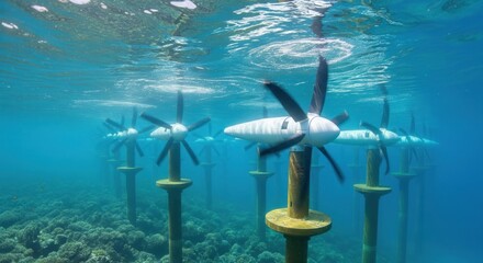 Underwater Turbine Array: Harnessing Tidal Energy for Sustainable Power Generation