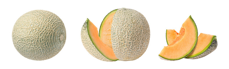 cantaloupe melon isolated on white