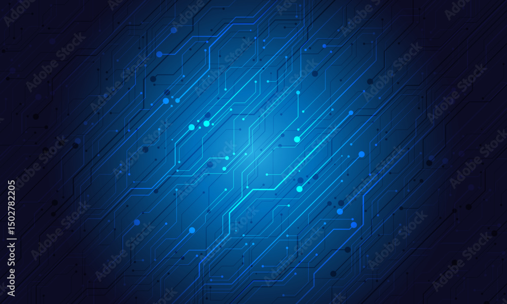 Poster abstract technology blue circuit cyber geometric pattern design modern futuristic background vector