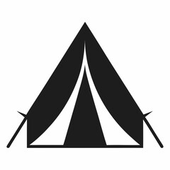 Fototapeta premium Camping tent silhouette with white background 
