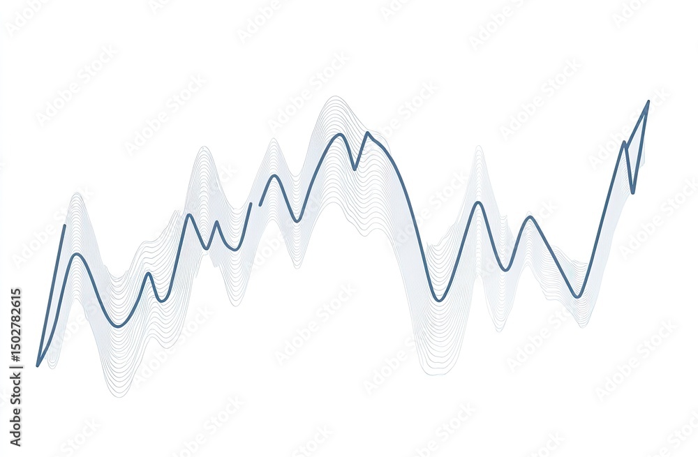 Aufkleber abstract graph with layered, fluctuating lines. detailed, dynamic presentation of data trends