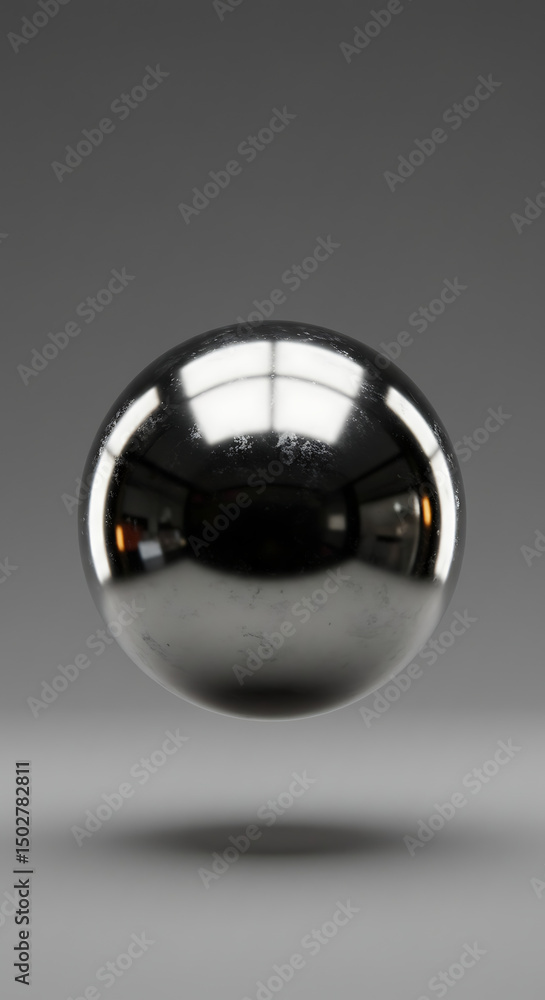Poster reflective chrome sphere metallic orb studio shot transparent background abstract 3d render