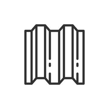 Corrugated sheet, linear icon. Metal roofing and siding material. Line with editable stroke.