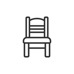 Wooden chair icon. furniture, seating, interior, comfort or home. Editable stroke.