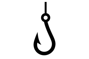 Fishing hook vector simple black and white design