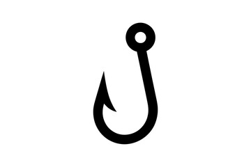 Fishing hook simple black and white vector image