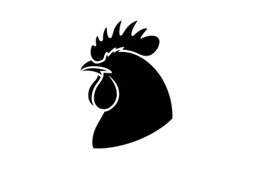 Black rooster head silhouette vector illustration