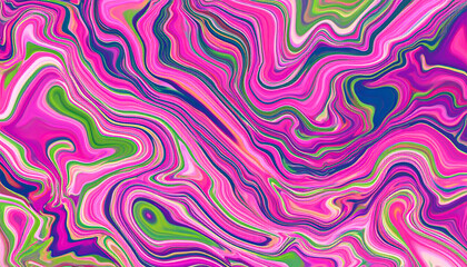 Fototapeta premium Abstract swirling patterns in vibrant pink, green, and blue hues.