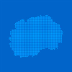 Blue halftone dot outline map background of North Macedonia