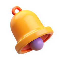 Cute orange bell cartoon icon png isolated on a white background
