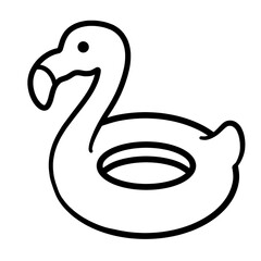 lineart of flamingo pool float for coloring page