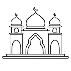 lineart of mosque for coloring page