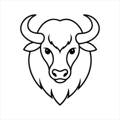 Bison Head Illustration for Banner or Advertisement Design with CMYK Colors
