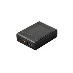 Compact Black Electronic Device with Multiple Ports