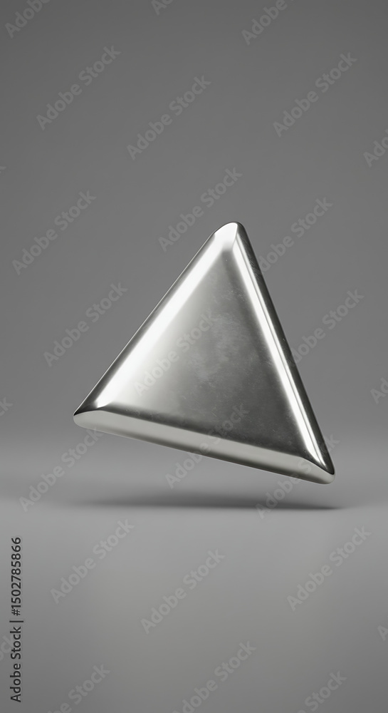 Poster polished metal triangle shape geometric abstract background 3d render modern design element