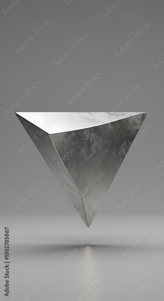 Aufkleber abstract silver triangular prism modern geometric shape minimalist 3d render