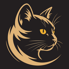 "Sleek Cat Profile Illustration"