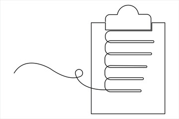 Continuous one line art drawing of clipboard with a checklist design. clipboard with a checklist one line vector illustration
