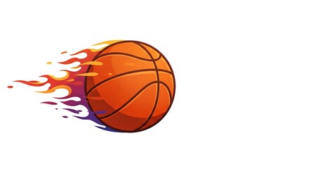 a illustration basket ball with fire moving dinamic vector art line