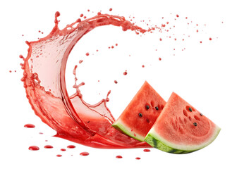 Refreshing Watermelon Slices with a Burst of Juicy Liquid Isolated On Transparent Background