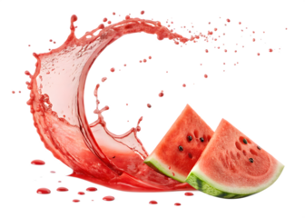 Refreshing Watermelon Slices with a Burst of Juicy Liquid Isolated On Transparent Background
