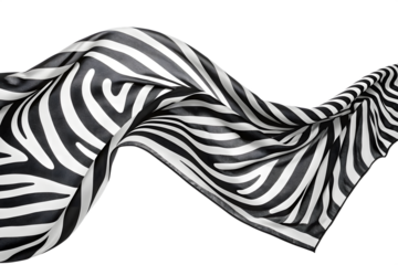 Elegant Zebra Pattern Fabric Flowing In A Dramatic Way Isolated On Transparent Background