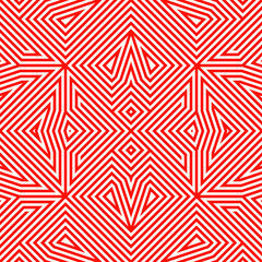 Optical ornament. Seamless pattern. Geometrical backdrop. Op art background. Geometric wallpaper. Modern motif. Digital paper. Linear textile print. Web design. Abstract image. Vector work.