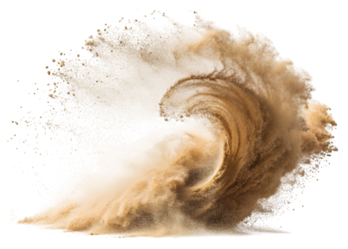 Dusty Whirlwind A Chaotic Dance of Beige Particles Isolated On Transparent Background