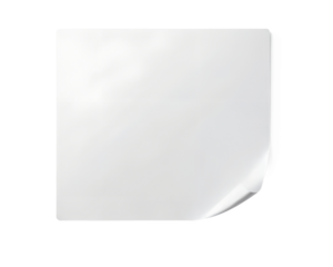 A Blank Square Piece of White Paper with Slightly Curled Corners Isolated on Transparent Background