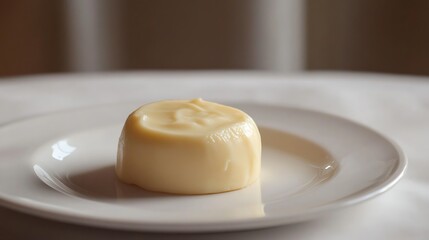 A Single Serving of Pudding on a Plate