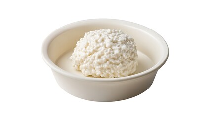 Cottage Cheese in a White Bowl
