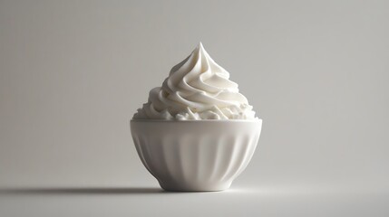 Whipped Cream in a White Bowl
