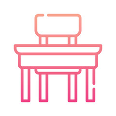 college icon spesial line with gradient color red_chair and desk