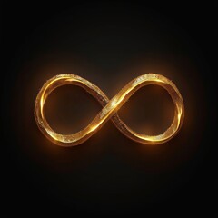 Golden infinity symbol on black background
