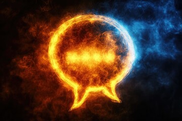 Obraz premium Fiery speech bubble, cool contrast