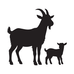  black goat silhoutte in white backraund