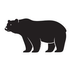 Silhouettes of a bear and polar bear with wildlife animal icons in black vector style in white backraund