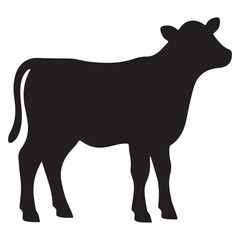 Black vector silhouette of a cow representing farm and wildlife animals