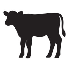 black silhouette of a  kids cow