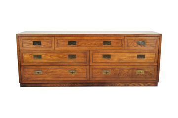 chest of drawers isolated   Henredon Mid-Century Modern Campaign Oak Long Dresser