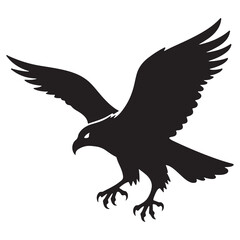 Eagle with Wings Flying Vector Illustration Silhouette Design