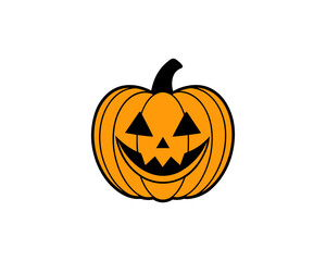 Cute Halloween Jack-o'-Lantern Pumpkin Vector Clipart– Smiling Cartoon Vector Isolated on White Background.
