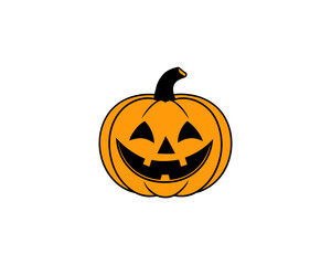 Cute Halloween Jack-o'-Lantern Pumpkin Vector Clipart– Smiling Cartoon Vector Isolated on White Background.