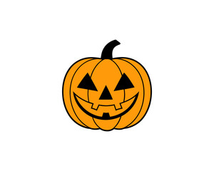 Cute Halloween Jack-o'-Lantern Pumpkin Vector Clipart– Smiling Cartoon Vector Isolated on White Background.