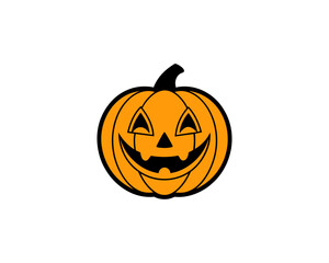 Cute Halloween Jack-o'-Lantern Pumpkin Vector Clipart– Smiling Cartoon Vector Isolated on White Background.