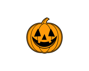 Cute Halloween Jack-o'-Lantern Pumpkin Vector Clipart– Smiling Cartoon Vector Isolated on White Background.