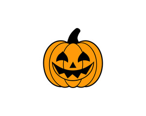 Cute Halloween Jack-o'-Lantern Pumpkin Vector Clipart– Smiling Cartoon Vector Isolated on White Background.