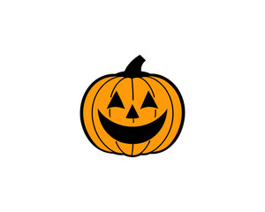 Cute Halloween Jack-o'-Lantern Pumpkin Vector Clipart– Smiling Cartoon Vector Isolated on White Background.